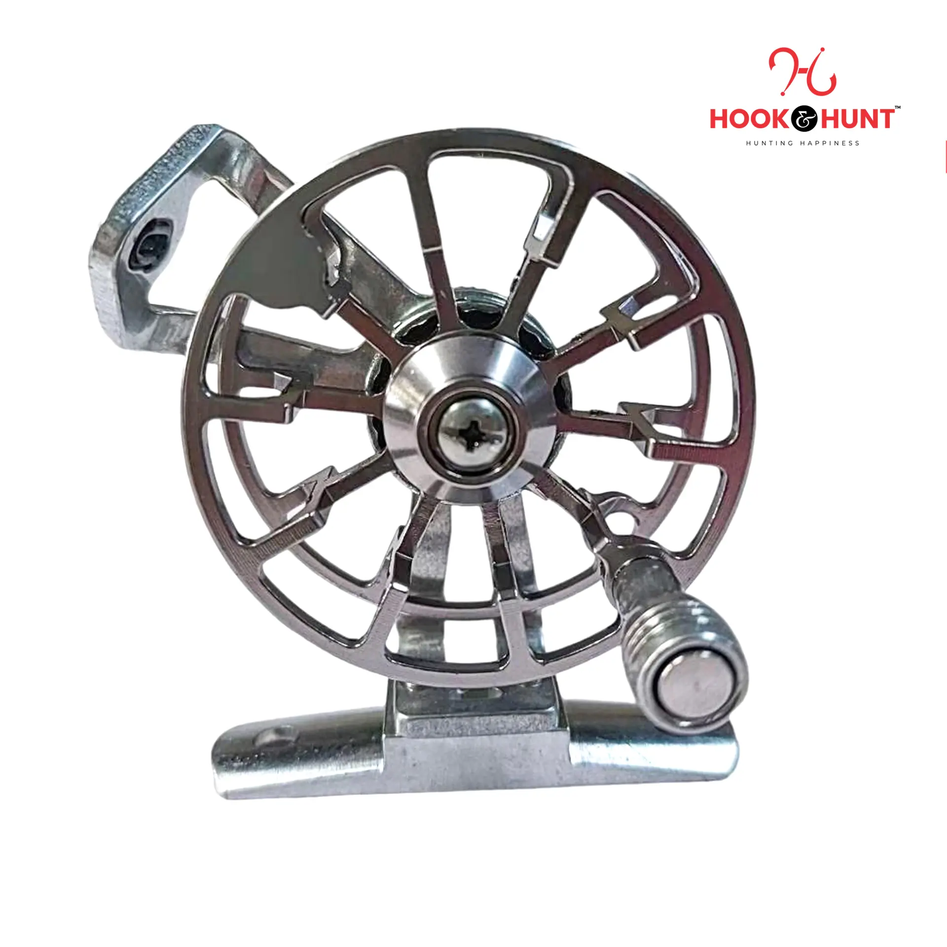 Picture of Silver Colour Full Metal Fly Fishing Reel Ultralight 50g – Long Distance Ice Fishing Reel, Front Drag (Hook & Hunt). (সিলভার)