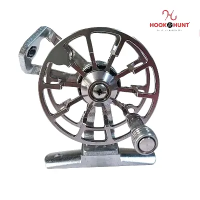 Picture of Silver Colour Full Metal Fly Fishing Reel Ultralight 50g – Long Distance Ice Fishing Reel, Front Drag (Hook & Hunt). (সিলভার)