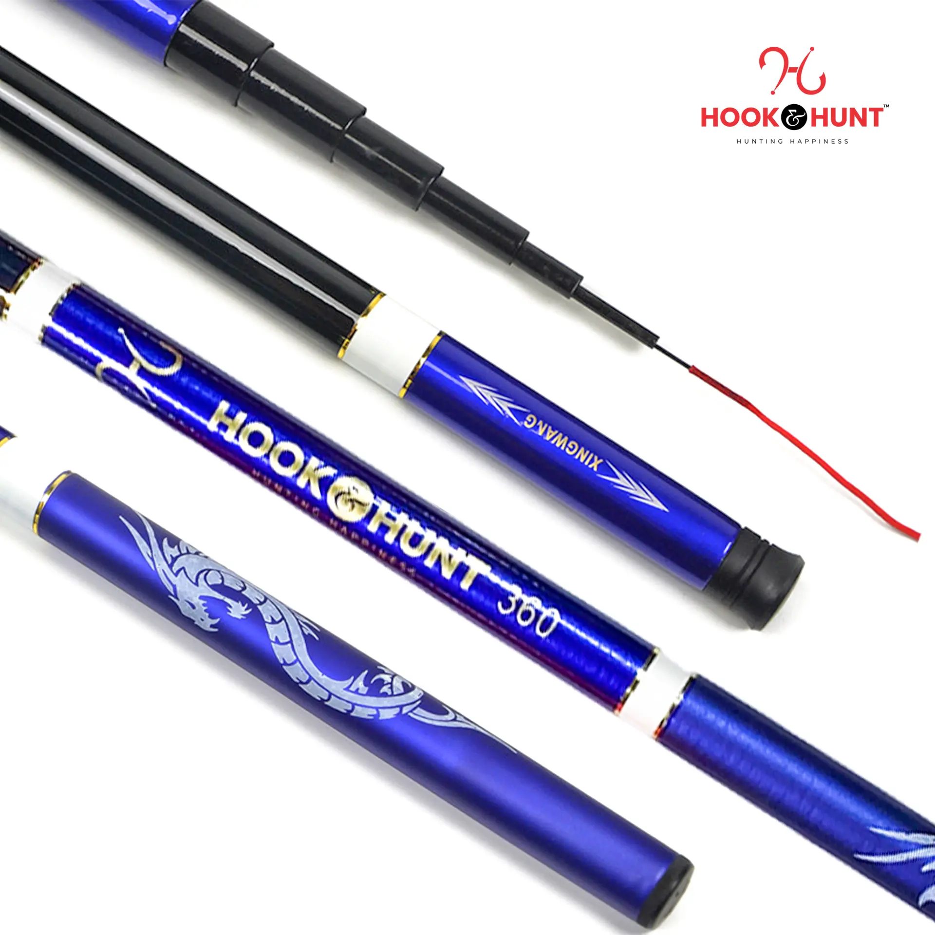 Picture of Blue Color FRP Fiberglass Stream Rod– 180 cm-720 cm Super Hard Light Strong Hand Fishing Rod– Blue Colour Rod. (540 cm)