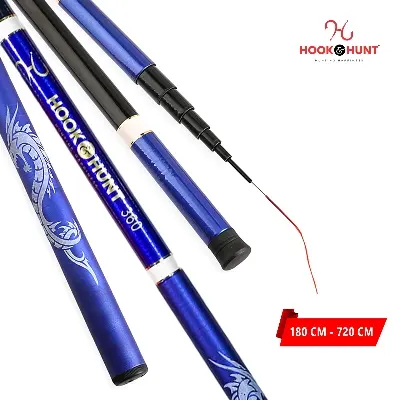 Picture of Blue Color FRP Fiberglass Stream Rod– 180 cm-720 cm Super Hard Light Strong Hand Fishing Rod– Blue Colour Rod. (360 cm)