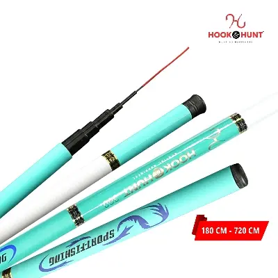 Picture of Super Hard High-Visibility Teal/White Fiberglass Spinning Rod– Sky Blue colour Rod– 180 cm to 720 cm (630 cm)