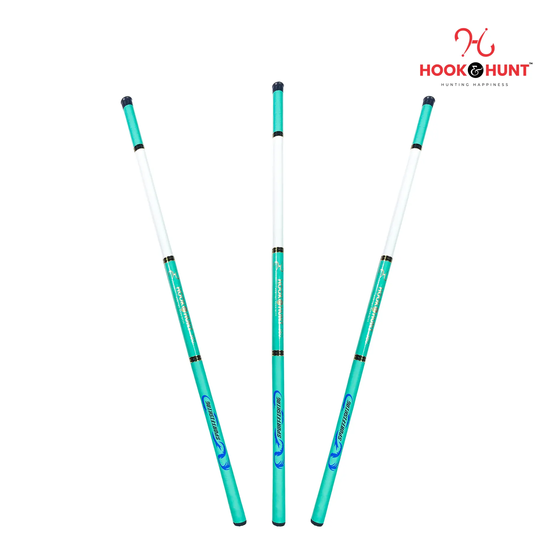 Picture of Super Hard High-Visibility Teal/White Fiberglass Spinning Rod– Sky Blue colour Rod– 180 cm to 720 cm (360 cm)