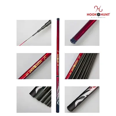 Picture of High-Performance Super Hard Fishing Rod - 180 cm-720 cm Rod with Fiberglass Reel and Hand Spinning Rod - Red (300 cm)