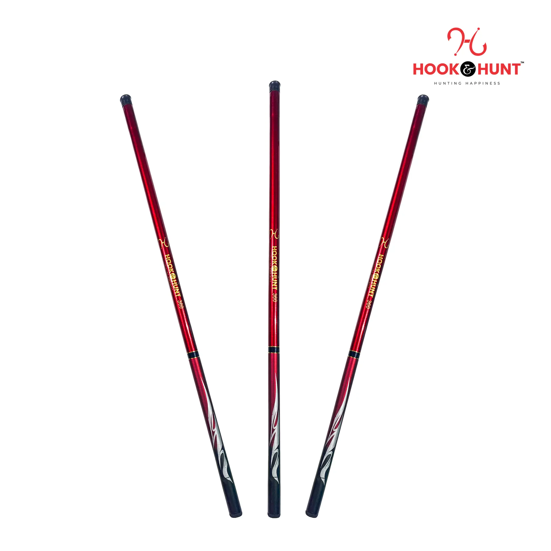 Picture of High-Performance Super Hard Fishing Rod - 180 cm-720 cm Rod with Fiberglass Reel and Hand Spinning Rod - Red (450 cm)