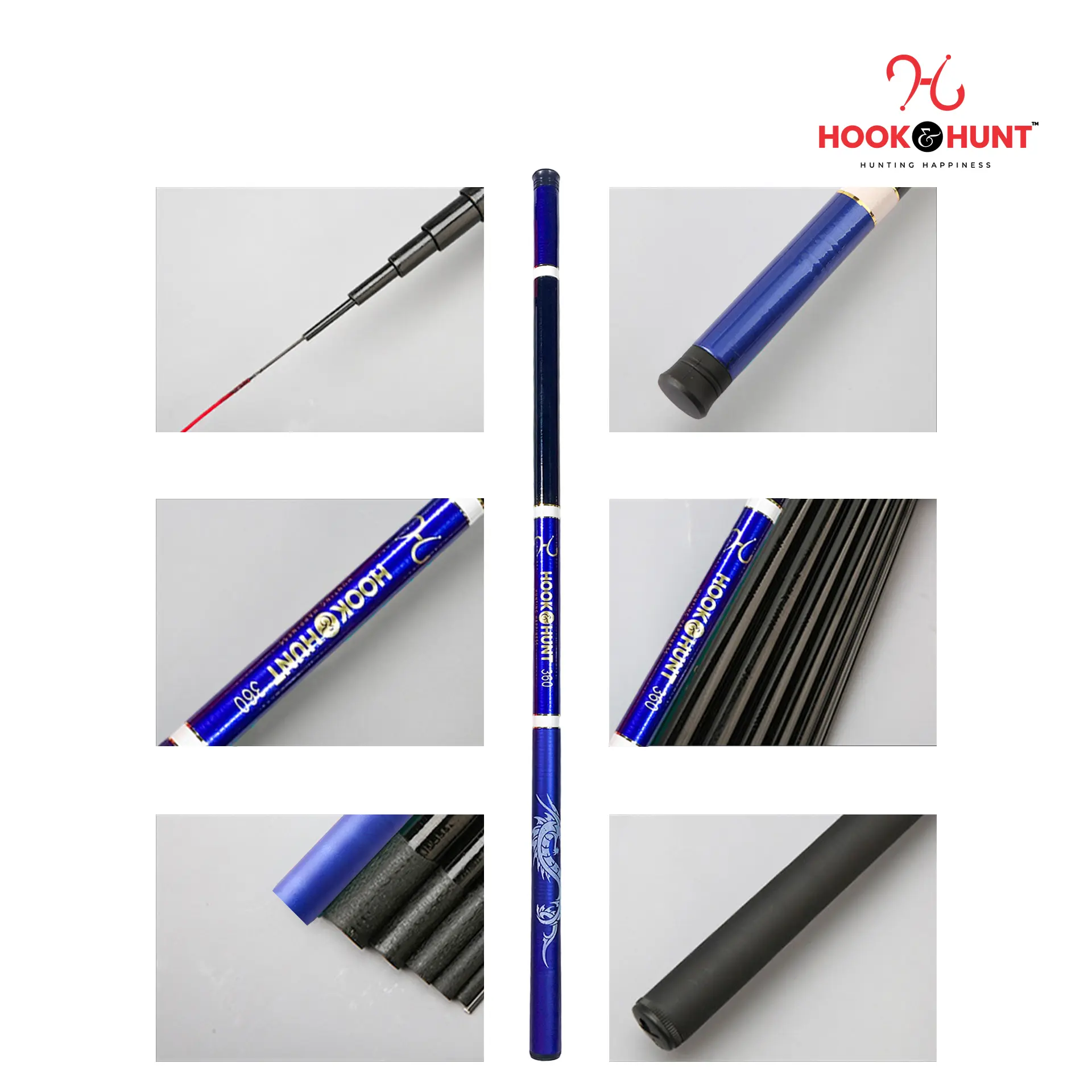 Picture of 360 cm Blue Color FRP Fiberglass Stream Rod– Super Hard Light Strong Hand Fishing Rod– Blue Colour Rod. (360 cm)
