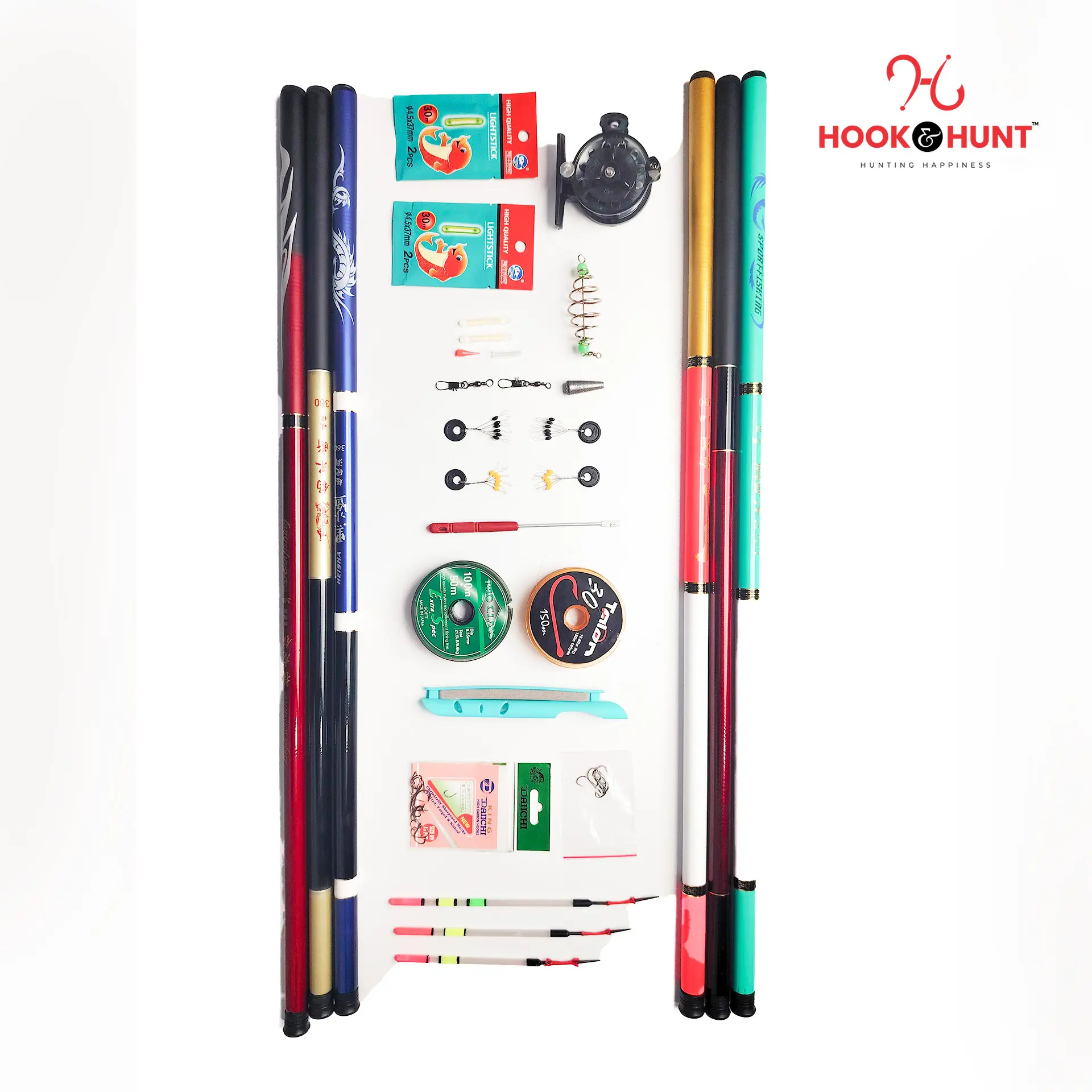 Picture of complete Combo package fiber glass stream rod super hard light strong hand fishing rod (০৯ ফিটের কম্বো)
