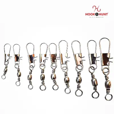 Picture of 10 Pcs Premium Fishing Barrel Swivel with Interlock Snap – Anti-Twist Quick Connector (১৪ নাম্বার - ১০ টি)