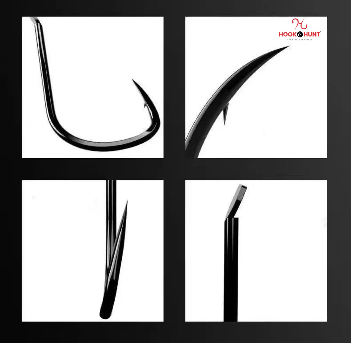 Picture of 02 Pack / 20 Pcs Authentic Pure Black Izu High Carbon Steel Fish Hook – Barbed  ( Hook & Hunt ) (SIze - #8)