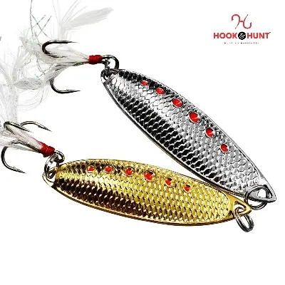 Picture of High-Quality Metal Fishing Lures Set, 0.8g Prawn with Treble Hooks, Gold/Silver Coated Spoon Bait for Saltwater/Straight Cast Fishing (ড্রাগন লুর)
