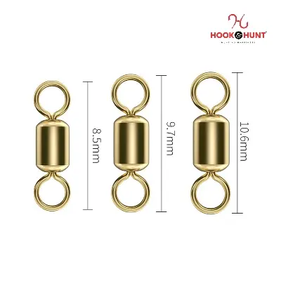 Picture of 15 Pcs Gold Colour Swivel Connector – Fishing Gear Eight Ring American Swivel (Large, Medium, Small) (বড় ১৫ টি)