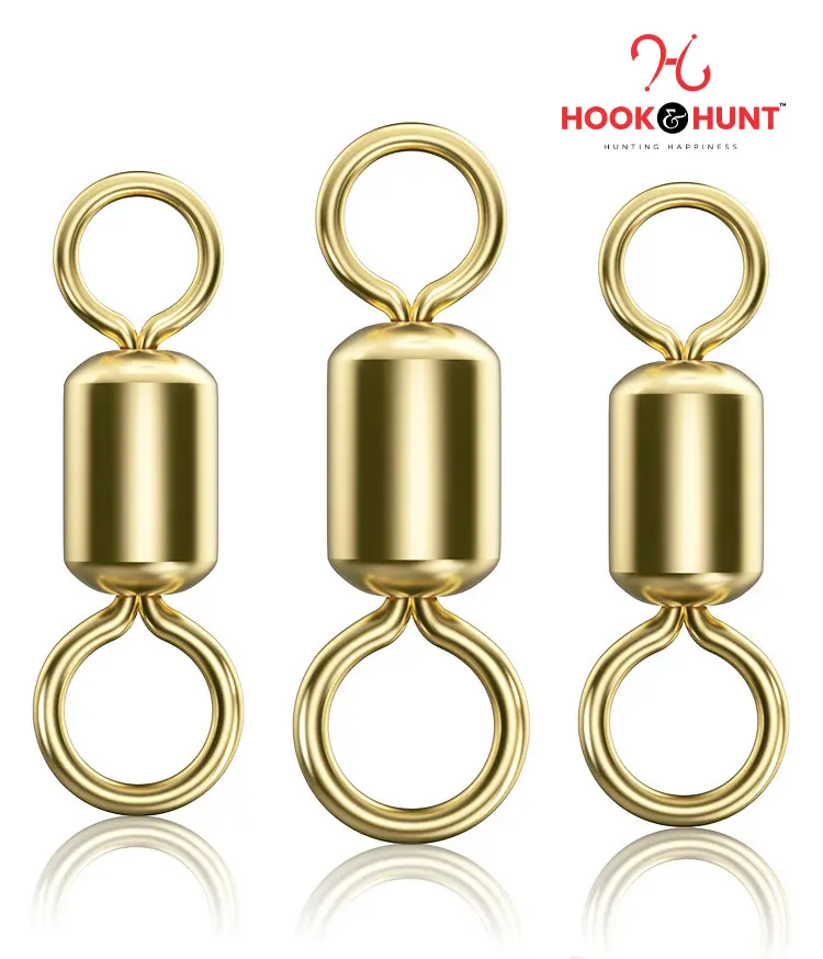 Picture of 15 Pcs Gold Colour Swivel Connector – Fishing Gear Eight Ring American Swivel (Large, Medium, Small) (মাঝারি ১৫ টি)