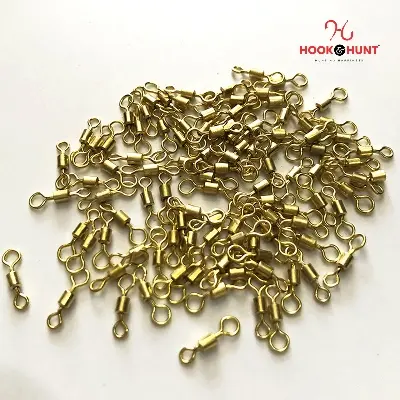 Picture of 15 Pcs Gold Colour Swivel Connector – Fishing Gear Eight Ring American Swivel (Large, Medium, Small) (মাঝারি ১৫ টি)