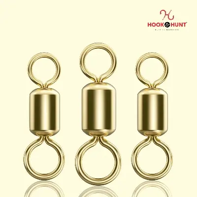 Picture of 15 Pcs Gold Colour Swivel Connector – Fishing Gear Eight Ring American Swivel (Large, Medium, Small) (ছোট ১৫ টি)