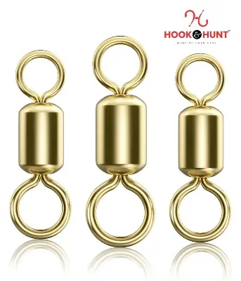 Picture of 15 Pcs Gold Colour Swivel Connector – Fishing Gear Eight Ring American Swivel (Large, Medium, Small) (ছোট ১৫ টি)