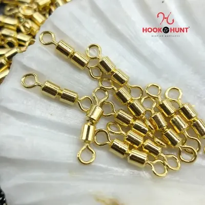 Picture of 15 Pcs Gold Colour Swivel Connector – Fishing Gear Eight Ring American Swivel (Large, Medium, Small) (ছোট ১৫ টি)