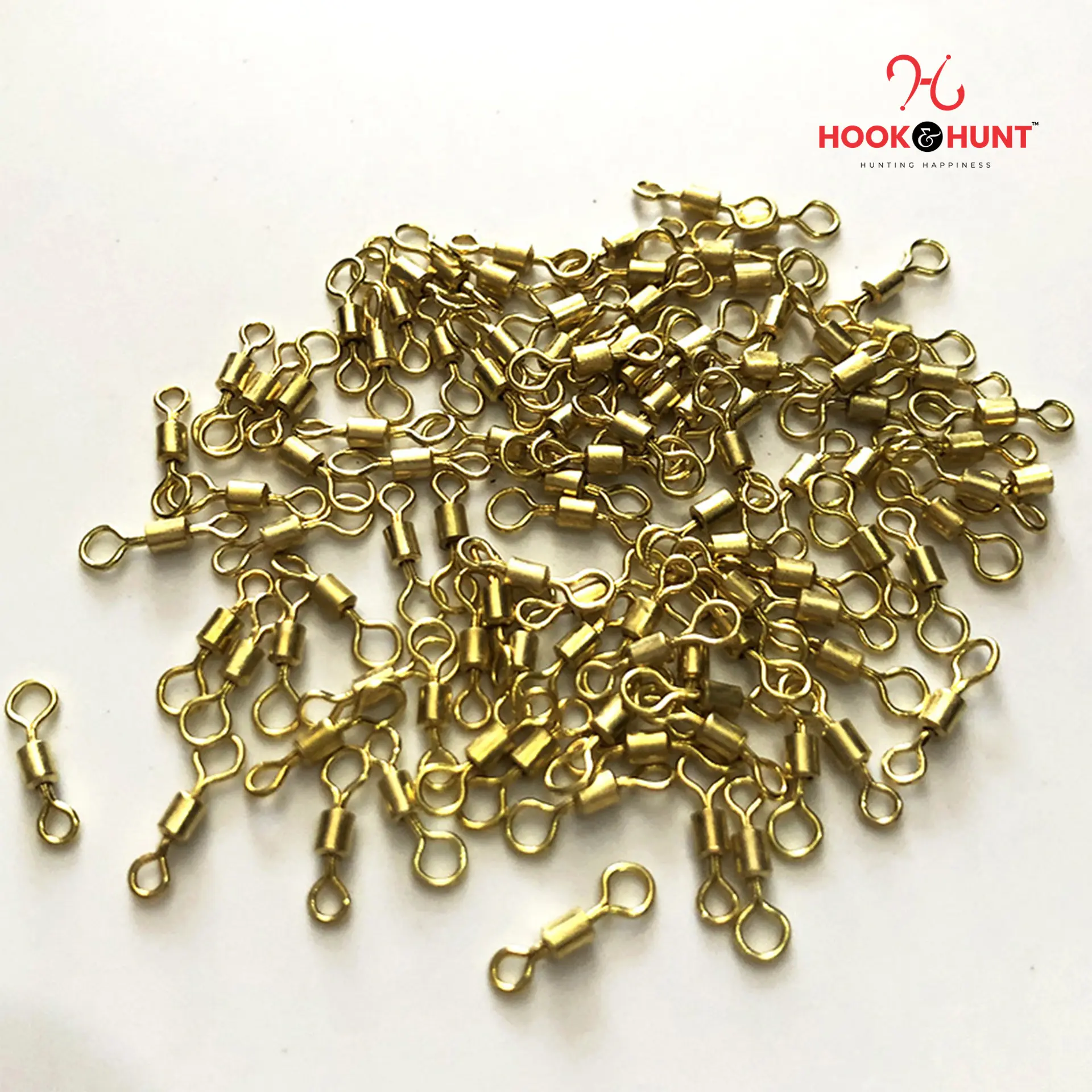Picture of 15 Pcs Gold Colour Swivel Connector – Fishing Gear Eight Ring American Swivel (Large, Medium, Small) (ছোট ১৫ টি)