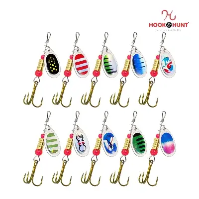 Picture of High-Quality Metal Spinner Bait with Triple Hook - Vibrant Fishing Lure (১২ পিস)