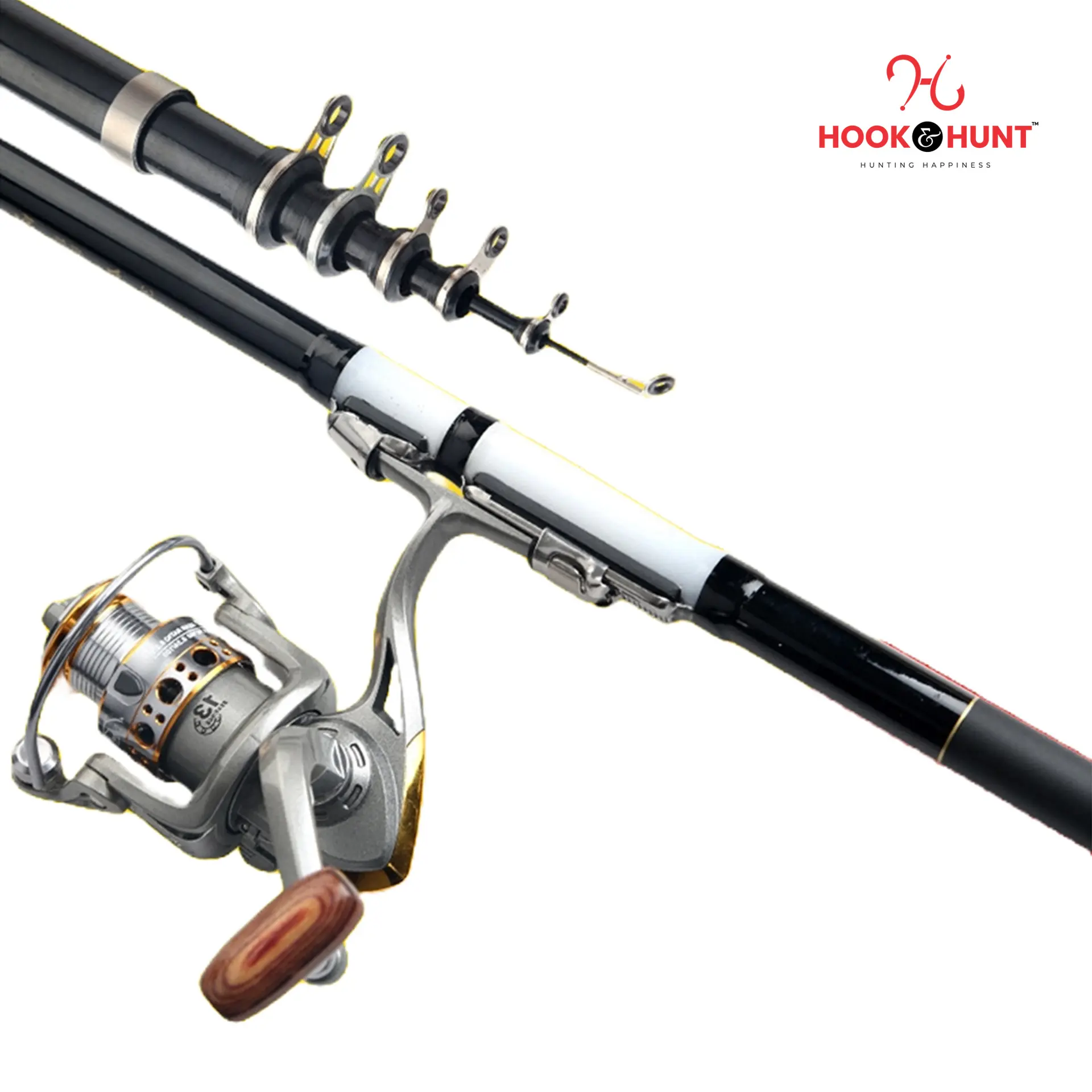 Picture of SM Black & White Ultra-light & Ultra-hard Rock Fishing Rod – 300 cm/360 cm/450 cm Dual-purpose Fiberglass Sea Casting Rod. (450 cm)