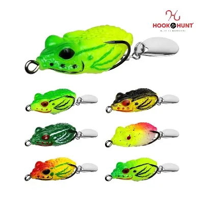 Picture of High-Quality Fishing Lures for Trolling and Bottom Fishing - Multi-Color, Double Hook Sequin Frog (Random)