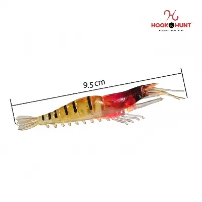Picture of 01 Pcs Soft Shrimp Lure – 9.5cm 3.5g Luminous Fake Shrimp Bait with Red Eyes & Hook Hole for Sea Fishing (4#)