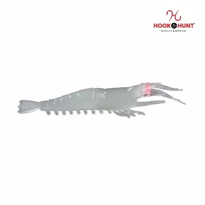Picture of 01 Pcs Soft Shrimp Lure – 9.5cm 3.5g Luminous Fake Shrimp Bait with Red Eyes & Hook Hole for Sea Fishing (5#)