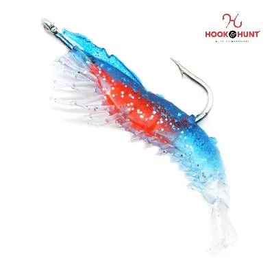 Picture of 01 Pcs Premium High-Performance Soft Lead Shrimp Lure – 6cm 3g Luminous Simulation Bait for Sea & River Fishing (2# Blue)