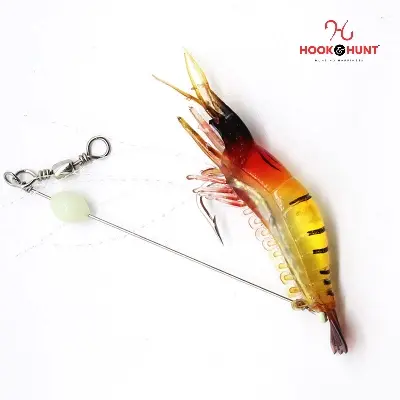 Picture of 01 Pcs Luminous Soft Shrimp Lure – 7cm Bionic PVC Fake Shrimp Bait. (6# Orange head)