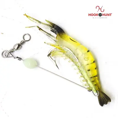 Picture of 01 Pcs Luminous Soft Shrimp Lure – 7cm Bionic PVC Fake Shrimp Bait. (1#  Red+yellow)