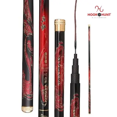 Picture of Ultra-Light Carbon Stream Fishing Rod {Size– 270 cm / 360 cm / 450 cm}– 19-Adjust Super Hard Hand Rod– Crucian Carp & Platform Fishing Rod (Red - 360 cm)
