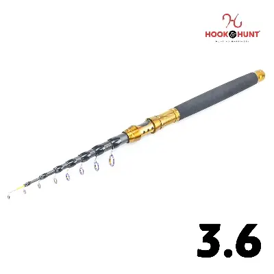 Picture of YG 107 - Model Carbon Fiber Telescopic Sea Fishing Rod (180 cm - 360 cm) – Retractable Ultra-Hard Lure Rod with Compact Travel Design (360 cm)