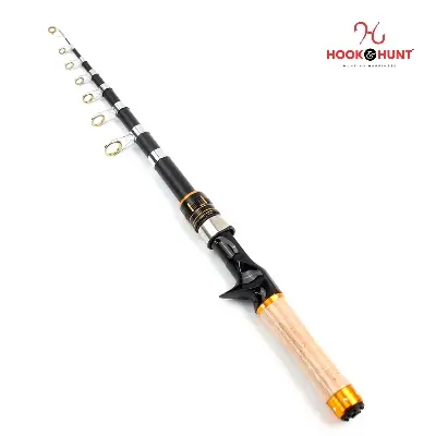 Picture of YG 008 - Model Ultra Short Portable Mini Sea Fishing Rod (180 cm - 210 cm) – Retractable Pocket Travel Lure Rod Fiberglass, Hard Action (180 cm - (Gun))