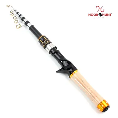 Picture of YG 008 - Model Ultra Short Portable Mini Sea Fishing Rod (180 cm - 210 cm) – Retractable Pocket Travel Lure Rod Fiberglass, Hard Action (210 cm - (Gun))