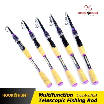 Picture of YG 102 - Model  High Carbon Fiber Telescopic Sea Fishing Rod (270 cm) – Retractable Lure Rod with Super Hard Cork Handle for Bass & Snakehead Fishing (270 cm)