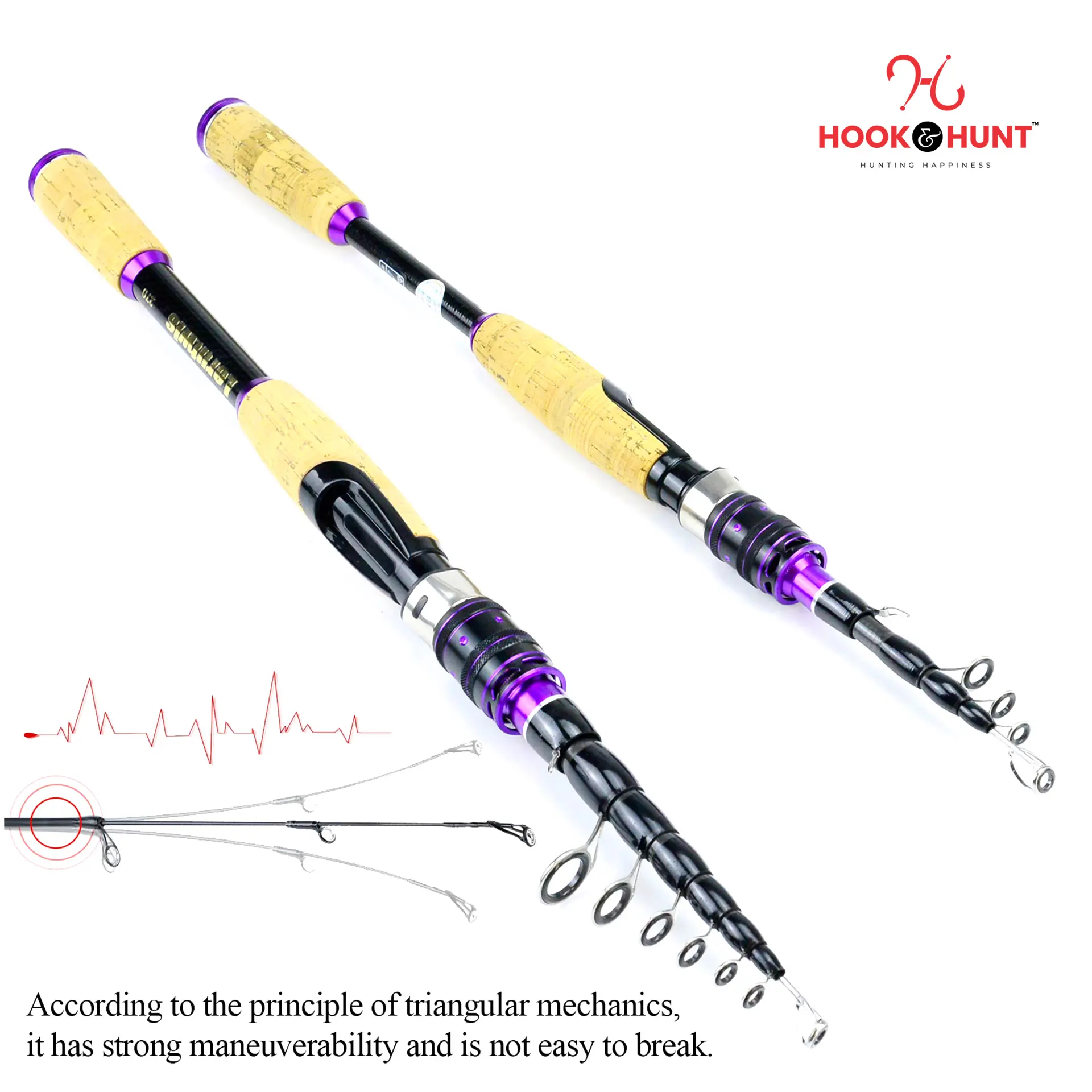 Picture of YG 102 - Model  High Carbon Fiber Telescopic Sea Fishing Rod (270 cm) – Retractable Lure Rod with Super Hard Cork Handle for Bass & Snakehead Fishing (270 cm)