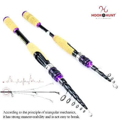 Picture of YG 102 - Model  High Carbon Fiber Telescopic Sea Fishing Rod (270 cm) – Retractable Lure Rod with Super Hard Cork Handle for Bass & Snakehead Fishing (270 cm)