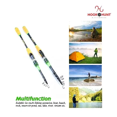Picture of YG 101 - Model Carbon Fiber Telescopic Sea Fishing Rod (240 Cm) – Retractable Lure Rod with Cork Handle, Super Stiff for Bass & Snakehead Fishing (240 cm)