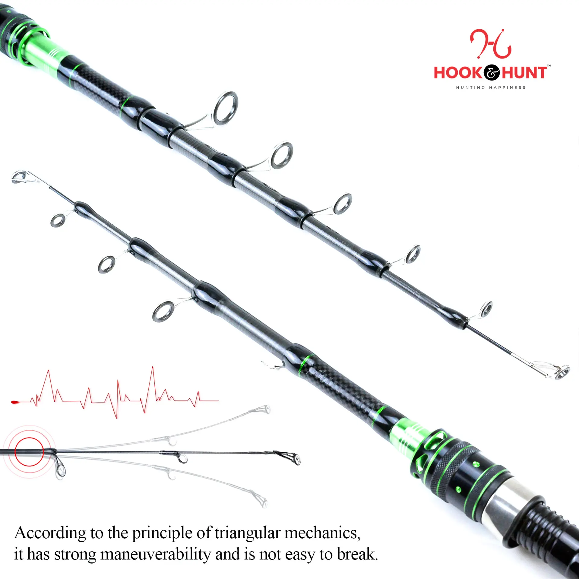 Picture of YG 101 - Model Carbon Fiber Telescopic Sea Fishing Rod (240 Cm) – Retractable Lure Rod with Cork Handle, Super Stiff for Bass & Snakehead Fishing (240 cm)