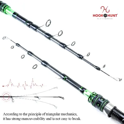 Picture of YG 101 - Model Carbon Fiber Telescopic Sea Fishing Rod (240 Cm) – Retractable Lure Rod with Cork Handle, Super Stiff for Bass & Snakehead Fishing (240 cm)