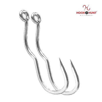 Picture of 12 Piece Hook & Hunt Tube-Attached Flip Fishing Hook No.5–14 – Anti-Spit Anti-Reverse Barbed Hook for Pond & Reservoir Fishing (Size - 14)