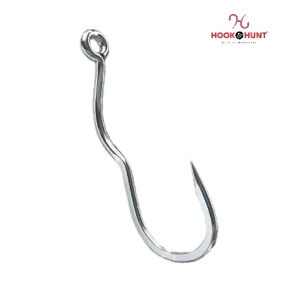 Picture of 12 Piece Hook & Hunt Tube-Attached Flip Fishing Hook No.5–14 – Anti-Spit Anti-Reverse Barbed Hook for Pond & Reservoir Fishing (Size - 6)