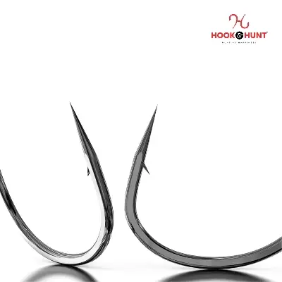 Picture of 12 Piece Hook & Hunt Large Alloy Steel Stream Fishing Hook No.14–22 – Barbed Flip Fly Hook for Big Fish Live Bait & Stream Fishing (Size - 22)