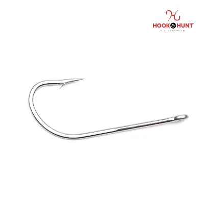 Picture of 12 Piece Hook & Hunt Long Shank Seahorse Fishing Hook No.8–5/0 – Straight Shank Barbed Sea Fishing Hook with Eye Hole for Boat Fishing (Size - 2)