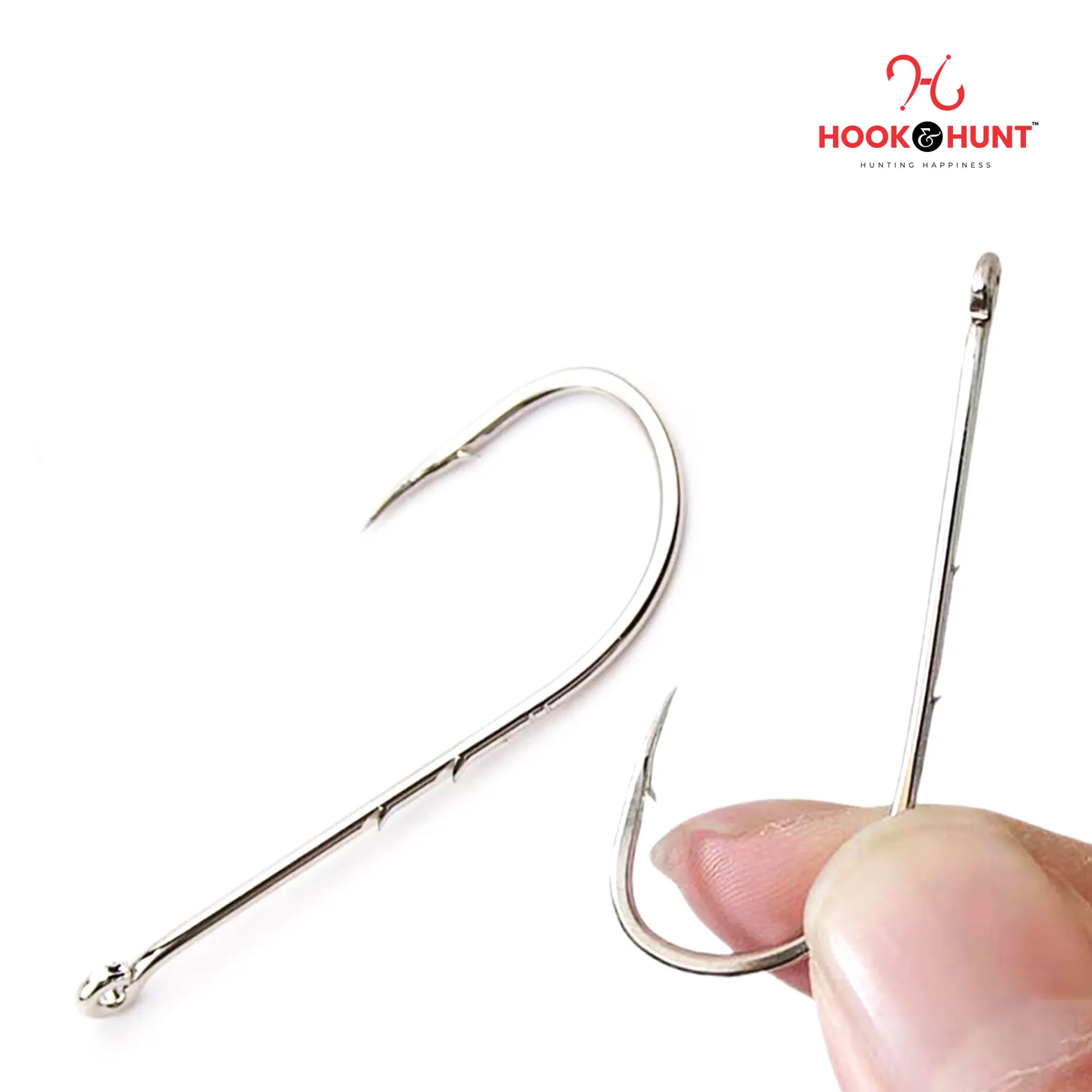 Picture of 12 Piece Hook & Hunt Double Barbed Tidal Fishing Hook Long Shank with Tube – Sea & Lure Fishing Barbed Hook (Size - 1/0)