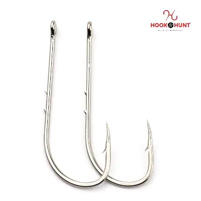Picture of 12 Piece Hook & Hunt Double Barbed Tidal Fishing Hook Long Shank with Tube – Sea & Lure Fishing Barbed Hook (Size - 1)