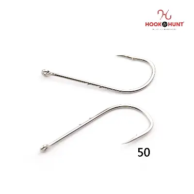 Picture of 12 Piece Hook & Hunt Double Barbed Tidal Fishing Hook Long Shank with Tube – Sea & Lure Fishing Barbed Hook (Size - 1)