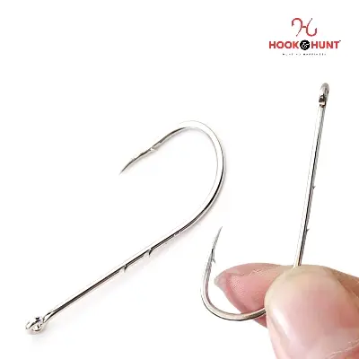 Picture of 12 Piece Hook & Hunt Double Barbed Tidal Fishing Hook Long Shank with Tube – Sea & Lure Fishing Barbed Hook (Size - 2/0)