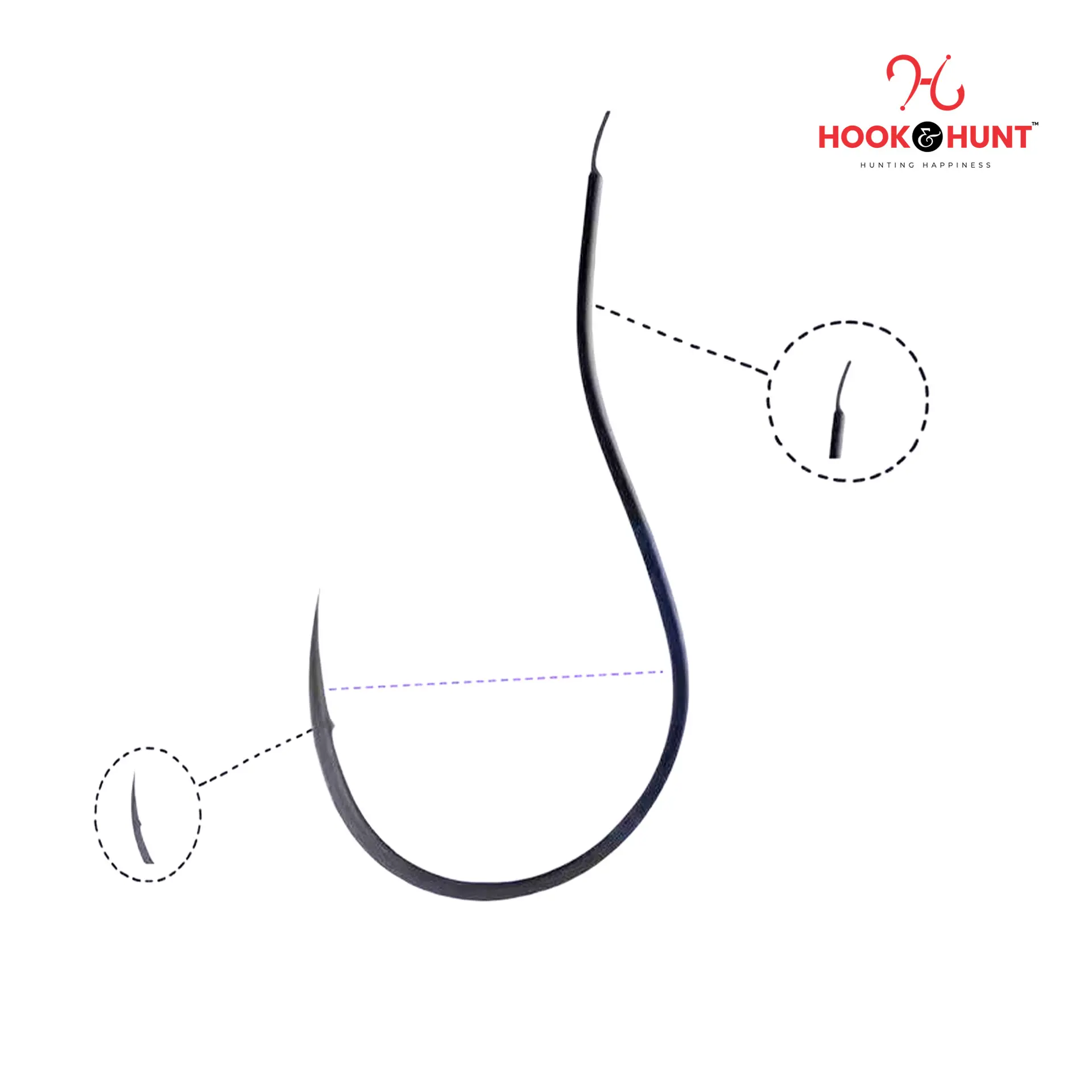 Picture of 10 Piece Hook & Hunt Crank Chinu Barbed Fishing Hook 0.1–11 – Thin Wire Improved Hook for Sea & Rock Fishing (Size - 0.1)