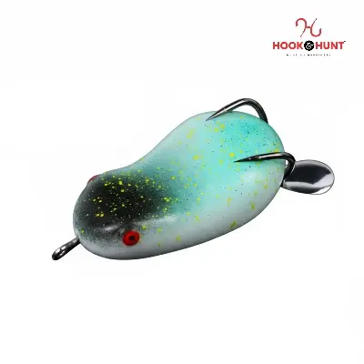 Picture of Hook & Hunt Simulated Frog Spinner Lure (8 grams) – Glow Soft Frog Bait for Bass & Mandarin Fish Sea Fishing (Black Head+Blue)
