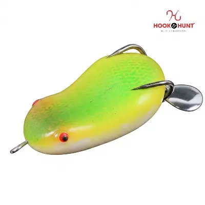 Picture of Hook & Hunt Simulated Frog Spinner Lure (8 grams) – Glow Soft Frog Bait for Bass & Mandarin Fish Sea Fishing (Green Backed Yellow)