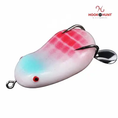 Picture of Hook & Hunt Simulated Frog Spinner Lure (8 grams) – Glow Soft Frog Bait for Bass & Mandarin Fish Sea Fishing (Red Grid)